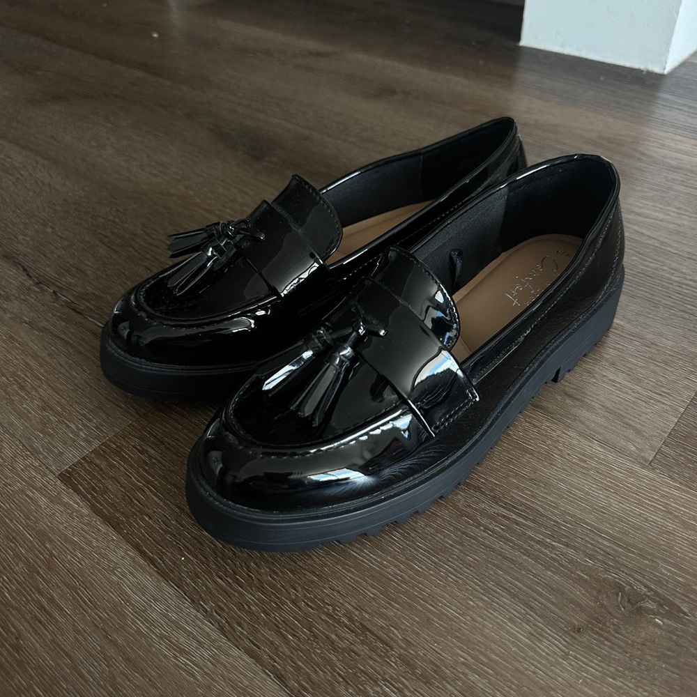 New Look Shiny Black Loafers